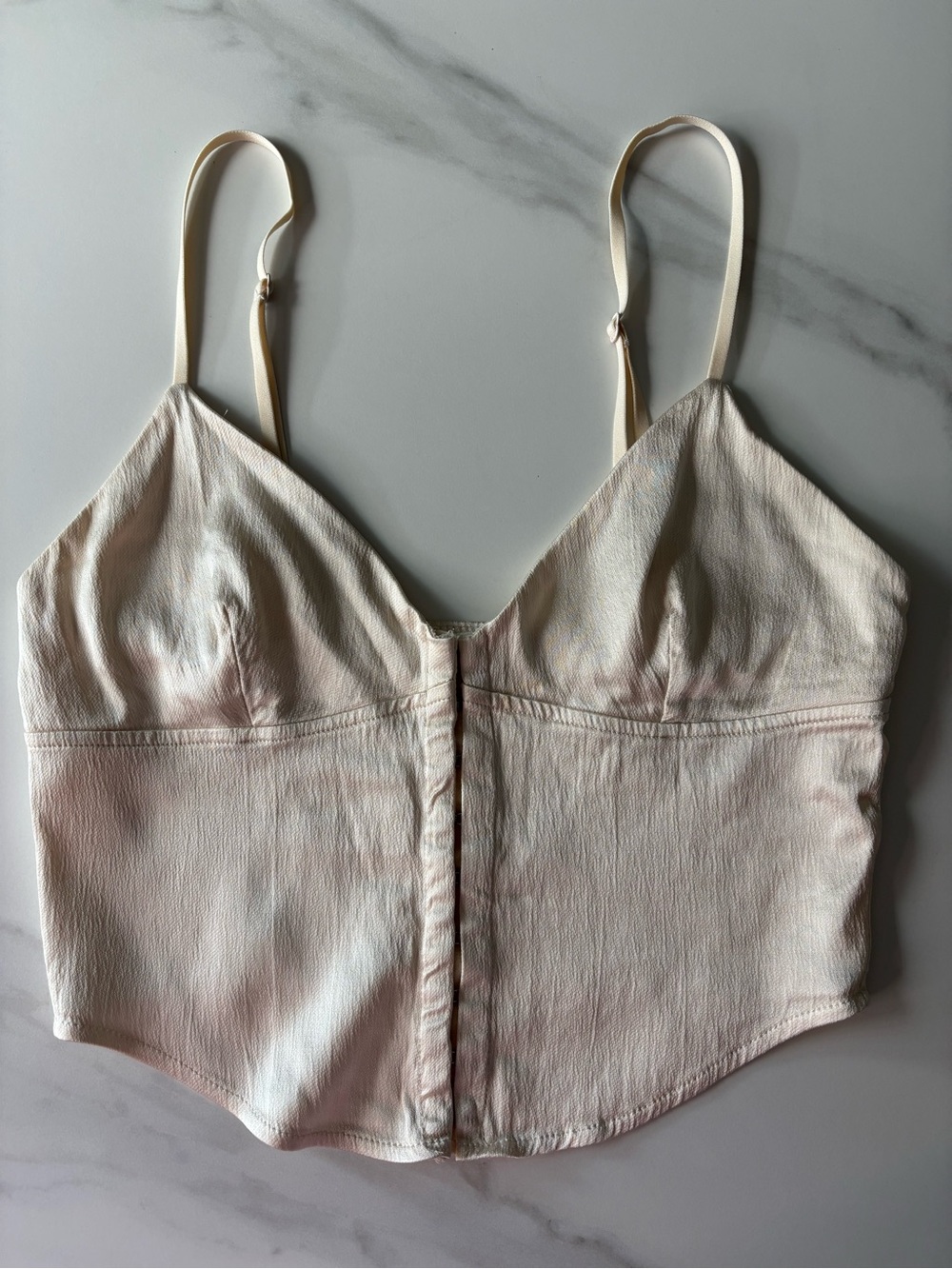 Zara Cream-Pink Satin-Look Camisole Bustier